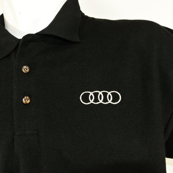 AUDI Car Dealership Employee Uniform Polo Shirt Black NEW Size M Medium - Picture 3 of 7